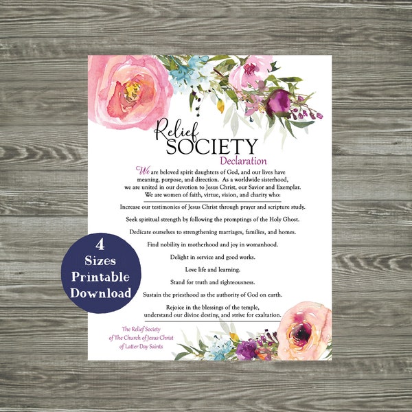 Relief Society Declaration | Relief Society Declaration Printable | Printable Relief Society Declaration | Instant Download