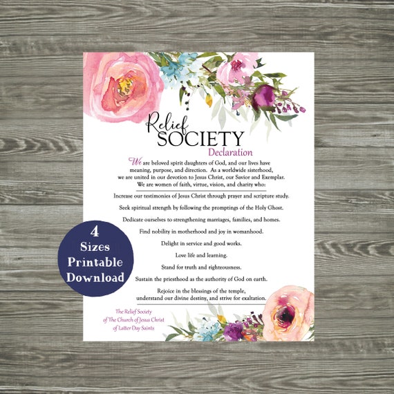 Relief Society Declaration | Relief Society Declaration Printable | Printable Relief Society Declaration | Instant Download