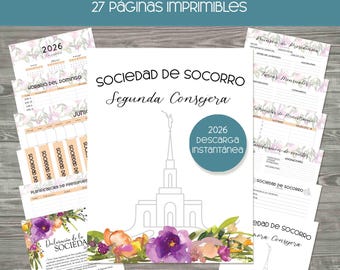 2026 Planificador Imprimible de la Sociedad de Socorro | Organizadora de la Presidencia der Sociedad de Socorro | Aglutinante