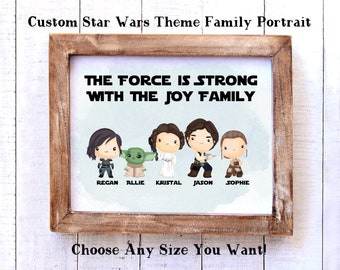 Star Wars Inspired Family Portrait | Custom Family Portrait | Family Portrait Star Wars | Fathers Day Gift | Star Wars Family Art