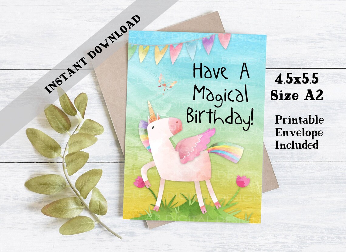 Printable Unicorn Birthday Card Printable Birthday Card - Etsy