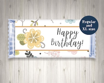 Druckbare Candy Bar Verpackungen für Geburtstage | Frauenhilfsvereinigung Geburtstagsgeschenk | Primäres Geschenk | Schokoriegel Wrapper | Druckbare Candy Bar Verpackungen