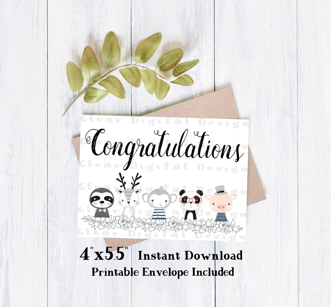 Baby Boy Congratulations Card | Printable Congratulations Card | New ...
