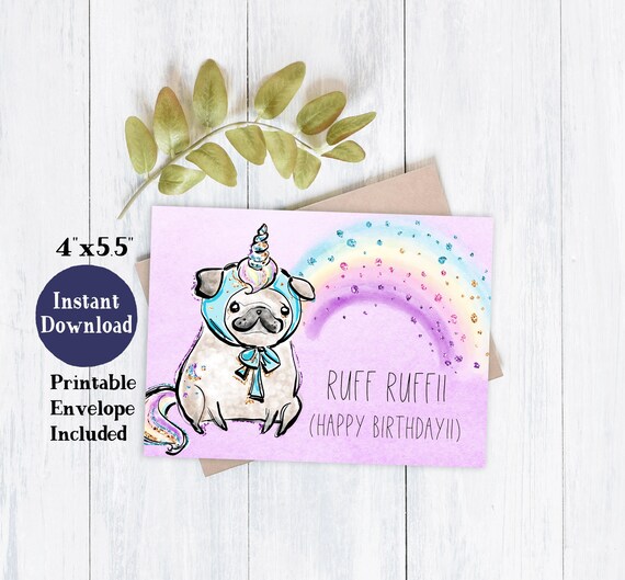 Printable Dog Unicorn Birthday Card Printable Birthday Card - Etsy