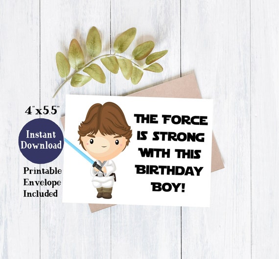 Jedi Birthday Card Star Wars Printable Birthday Card Boy Etsy Singapore