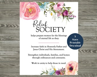 Relief Society Purpose | Relief Society Purpose Printable | Printable Relief Society Purpose | Instant Download