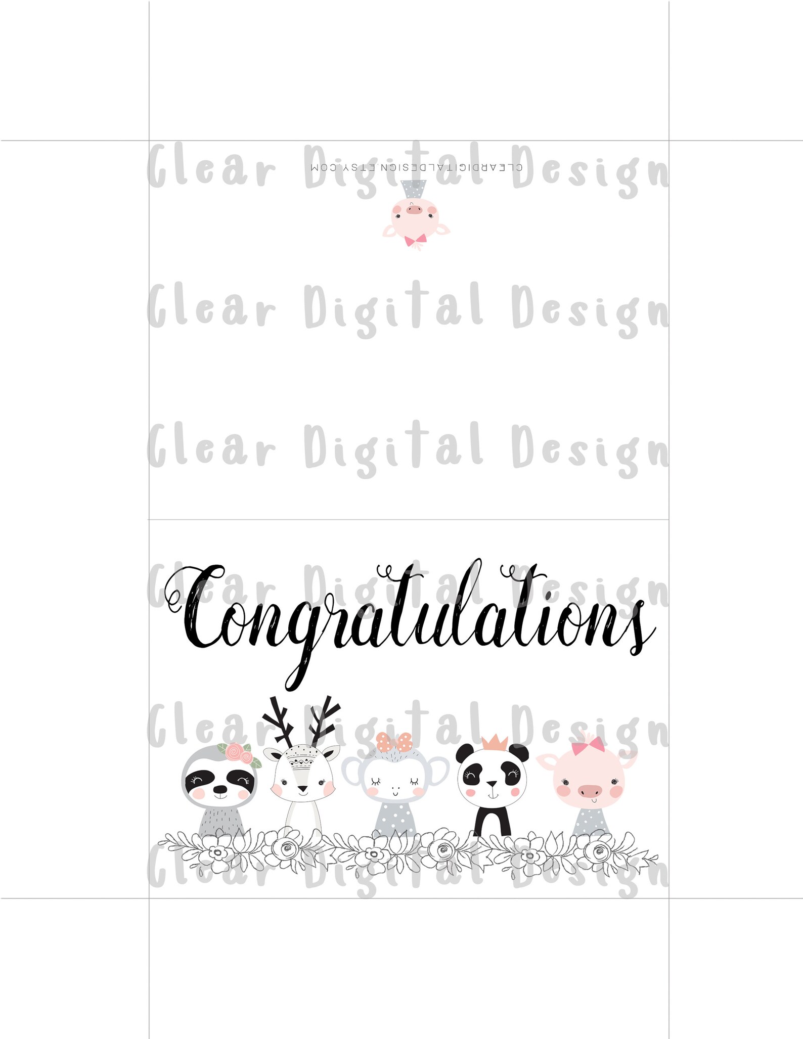 Baby Girl Congratulations Card Printable Congratulations - Etsy
