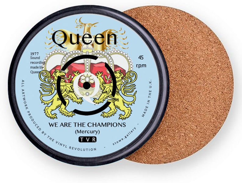 Queen Vinyl Record Coaster We are the Champions