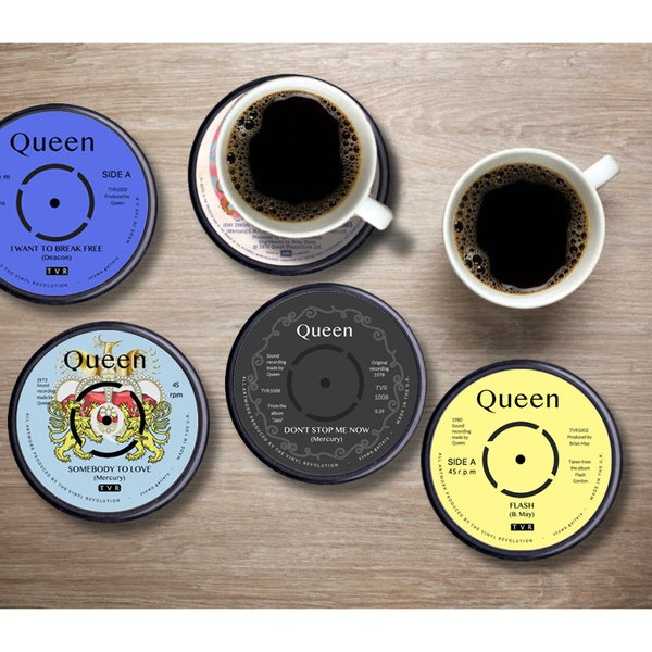 Dessous de verre en forme de disque vinyle Queen