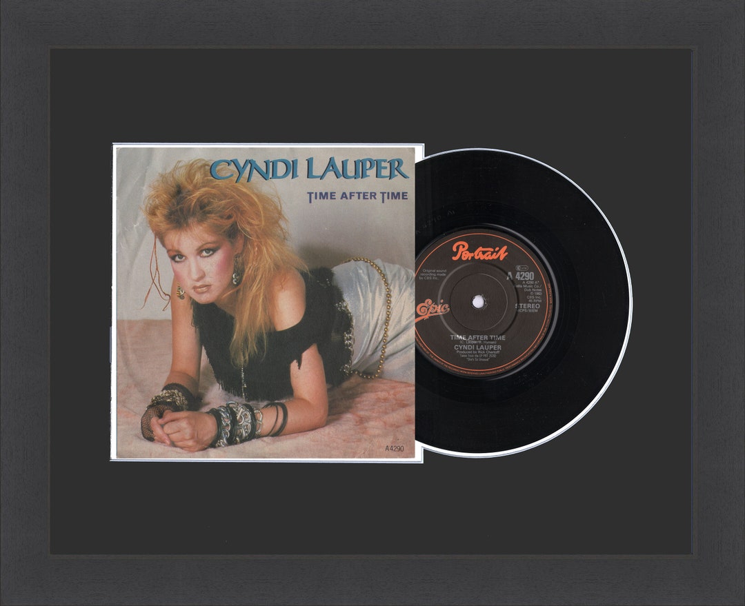 Cyndi Lauper Vinyl Record time After Time Framed Vinyl Single Record