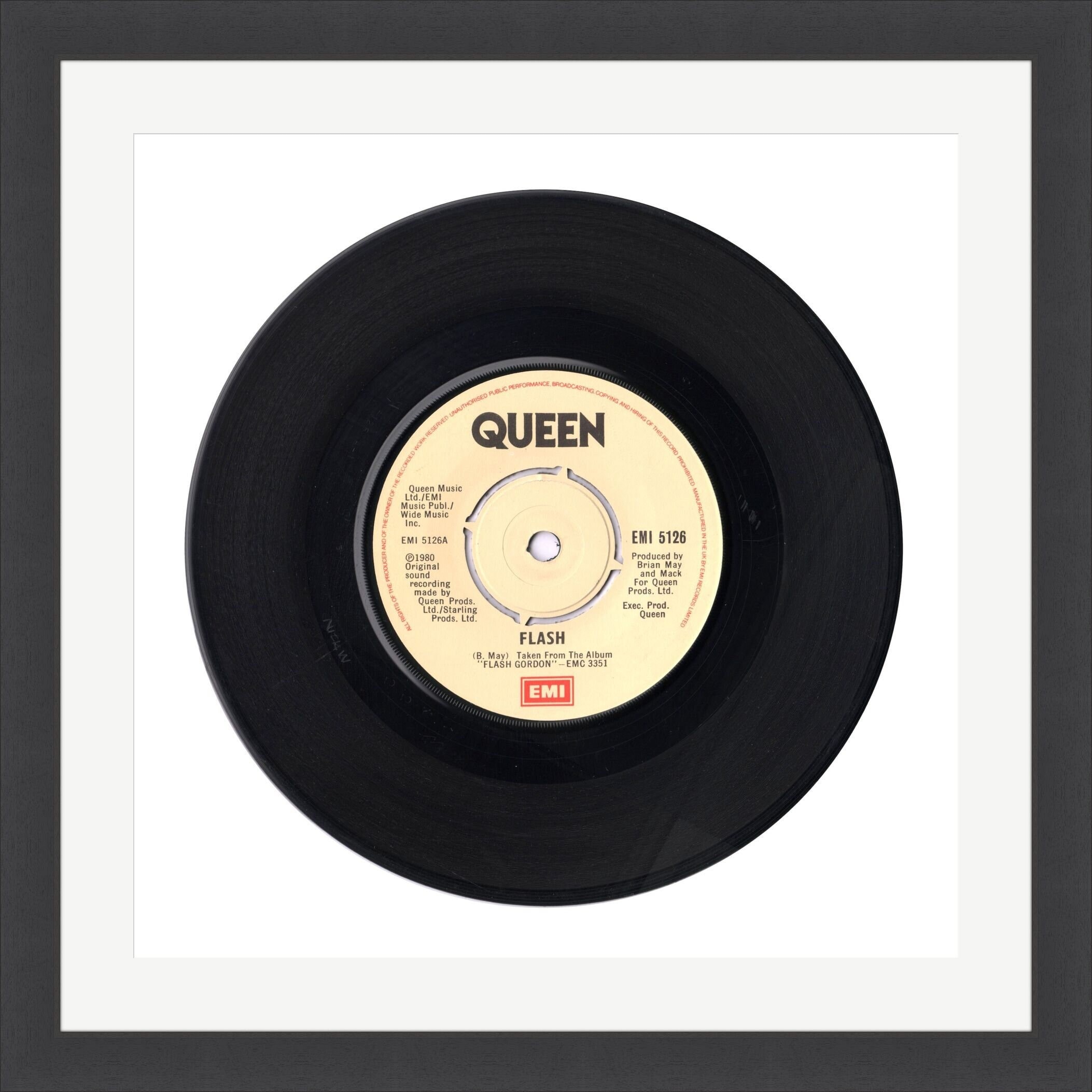 Exhibición de discos de vinilo firmados Queen Flash Gordon