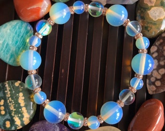Wrist Mala. AngeliteAquamarineBlue Lace Agate Blue ChalcedonyHowlite Yoga Mala Beaded Bracelet Healing Natural Gemstone Bracelet