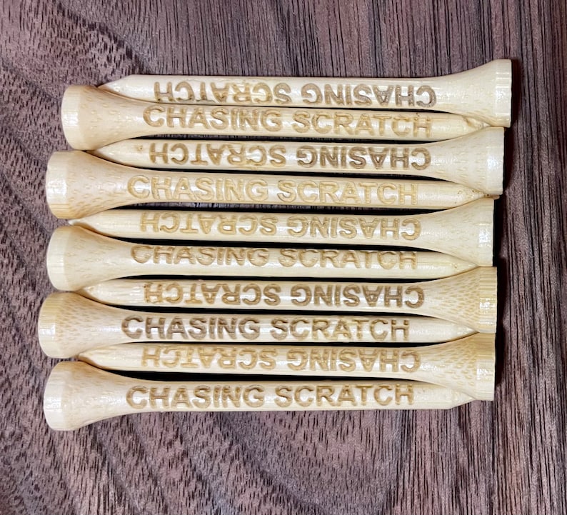 Custom Engraved Bamboo Golf Tees set of 10 with velvet gift bag FREE SHIPPING image 1