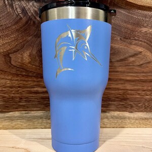 Blue Marlin Fish Personalized Custom Engraved Tumbler. Laser Engraved Stainless Steel Cup. image 4