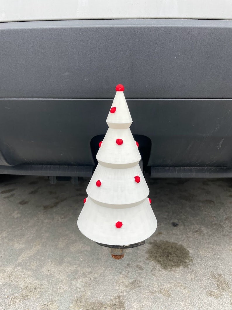 Christmas Tree Hitch Ball Cover. Cover your trailer hitch ball with the Christmas Spirit White