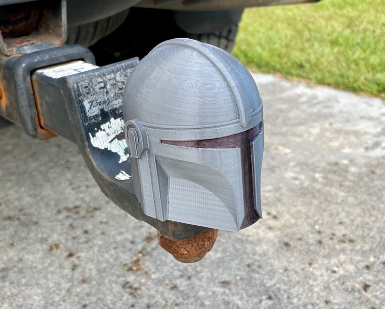 Mandalorian Helmet Inspired Trailer Hitch Ball Cover Tow Ball Cap Sleeve 2 Flexible image 1