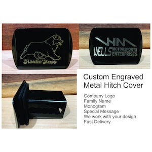 Custom Logo Trailer Hitch Tube Cover for 2 Receiver Laser Engraved Monogram image 1