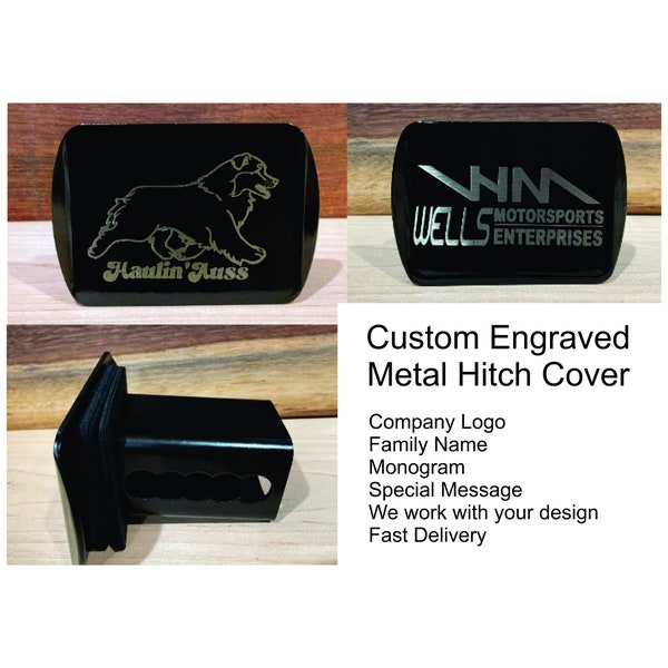 Custom Logo Trailer Hitch Tube Cover for 2" Receiver Laser Engraved Monogram