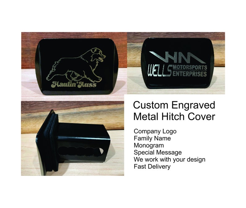 Custom Logo Trailer Hitch Tube Cover for 2 Receiver Laser Engraved Monogram image 1