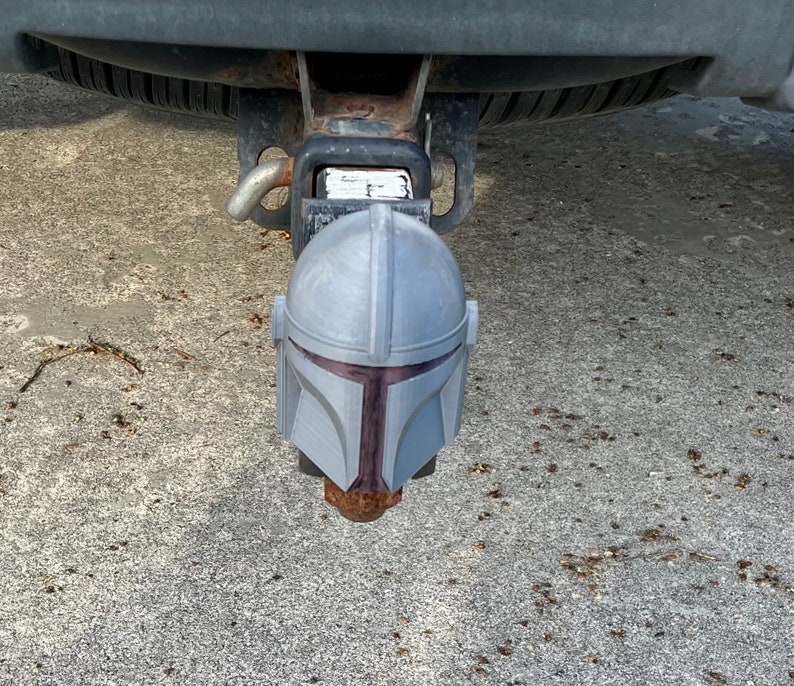 Mandalorian Helmet Inspired Trailer Hitch Ball Cover Tow Ball Cap Sleeve 2 Flexible image 2