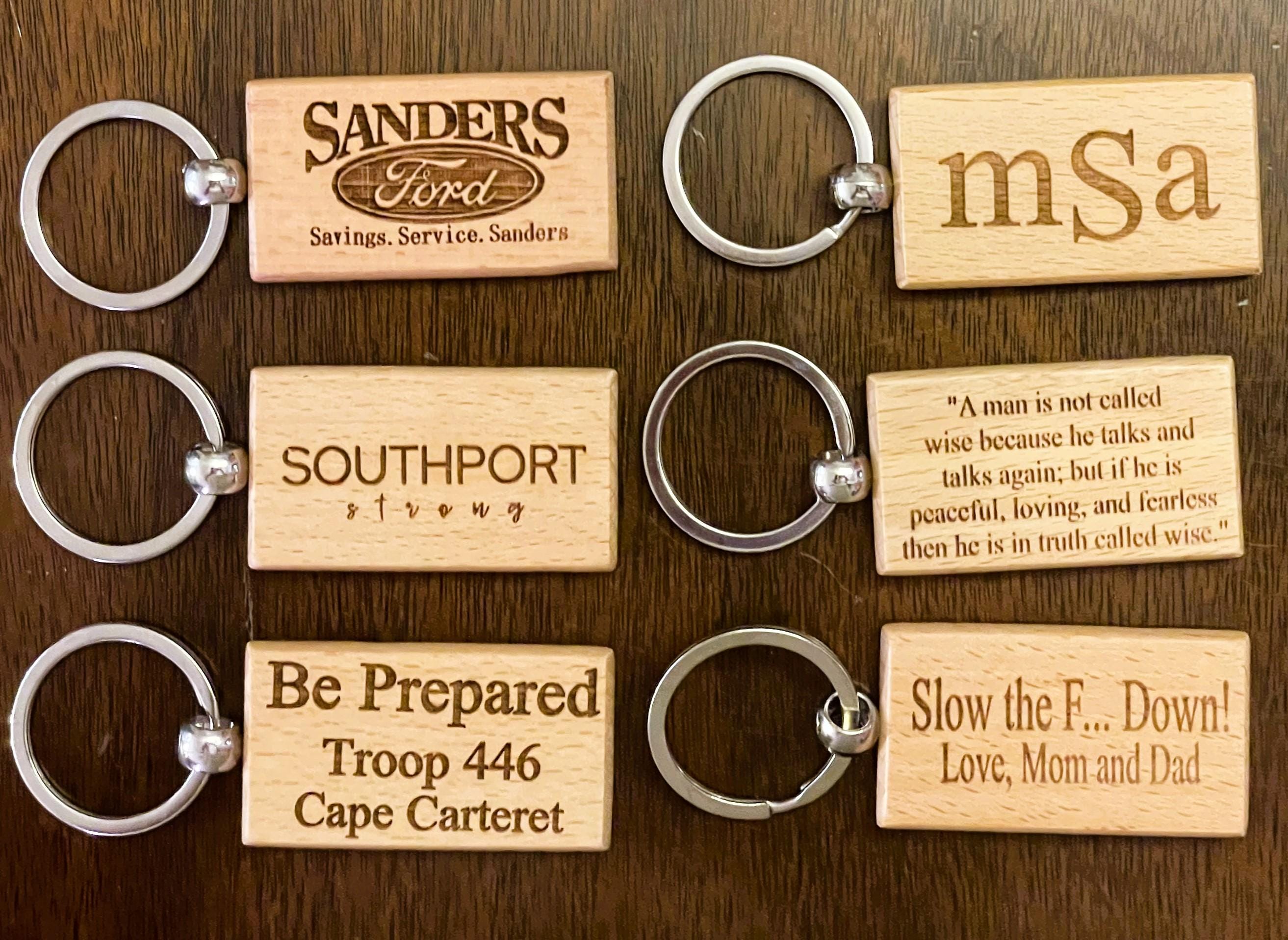 Custom Engraved Wooden Keychains – Bulk Logo Keychain for Business ...