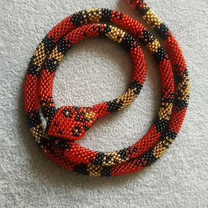 crochet beaded snake necklace,turkish snake pow,prisoners of first world war,cravat for women,gift to her,vintage style,jewelry choker