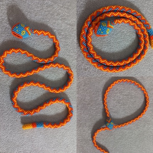 Collana con serpente e perline all'uncinetto, serpente turco, prigionieri della prima guerra mondiale, cravatta da donna, regalo per lei, stile vintage, girocollo con gioielli