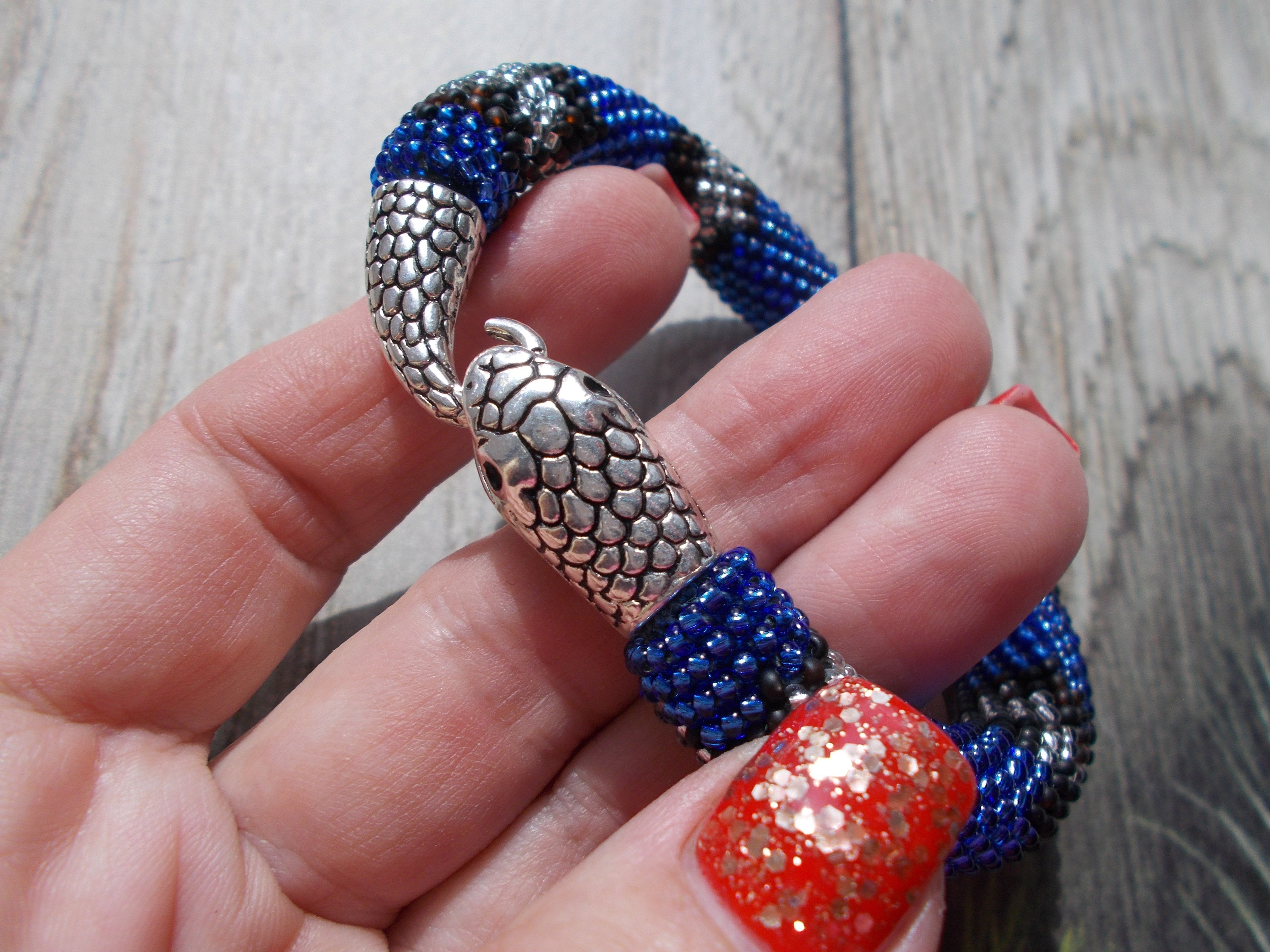 Cute bead bracelet with snake head for men and women gift for Etsy