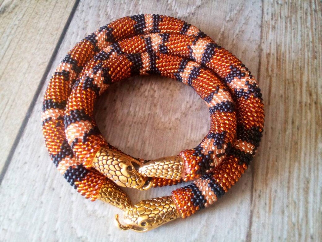 Crochet Beaded Snake Necklace Bracelet Snake Jewelry Set for Etsy