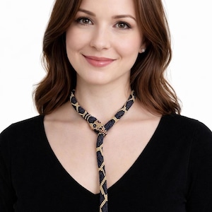 Gehaakte slangenketting met kralen, Turkse slangenpoeder, gevangenen van de Eerste Wereldoorlog, das voor vrouwen, cadeau voor haar, vintage stijl, sieradenchoker