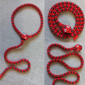 Collana con serpente all'uncinetto e perline, serpente turco, prigionieri della prima guerra mondiale, cravatta per donna, regalo per lei, stile vintage, girocollo con gioielli