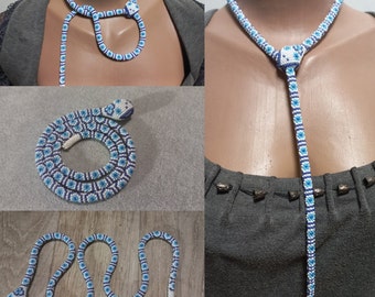 crochet beaded snake necklace,turkish snake pow,prisoners of first world war,cravat for women,gift to her,vintage style,jewelry choker