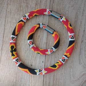 conjunto de joias de crochê com padrão de pôquer, colar, pulseira