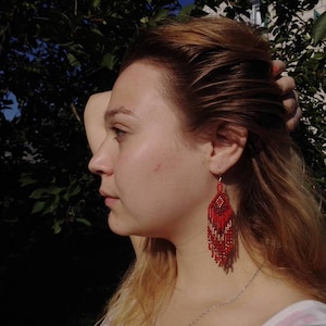american native tribal earrings, long beaded dangle earrings,Mothers Day
