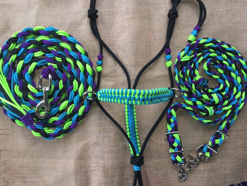 CUSTOM Bitless Trail Set Rope Halter Sidepull With Braided Etsy