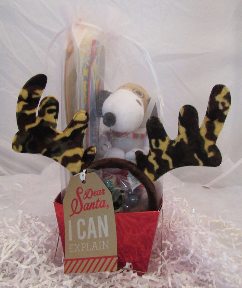 PEANUTS Snoopy Christmas Gift Basket Plush Snoopy Reindeer Etsy