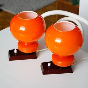 Pair of Large Orange Vintage Space Age Table Lamps / Vintage Mushroom Lamp / Mid Century Lamp / Vintage Desk Lamp / Vintage Bedside Light image 3