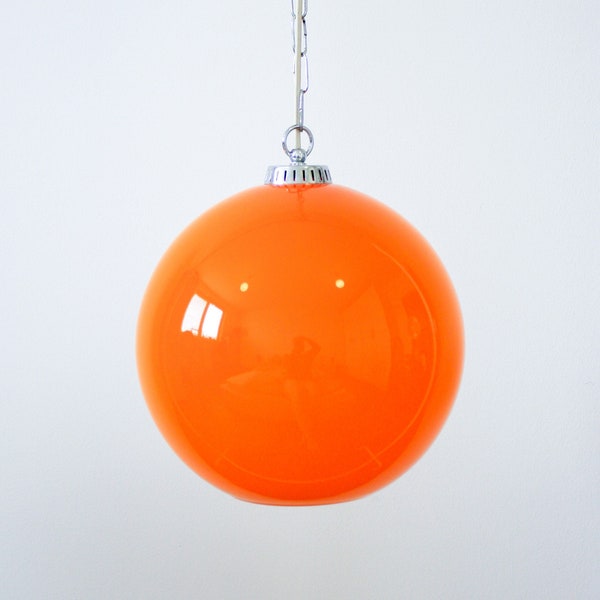 Vintage Orange Space Age Globe Pendant Lamp Made in Yugoslavia / Vintage Glass Ceiling Light / Mid Century Lamp / Atomic Lamp / 70s decor