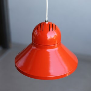 Vintage Space Age UFO Pendant Lamp: Orange-Red 70s Ceiling Light