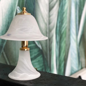 Vintage Murano Glass Mushroom Lamp: 80s Italian Bedside Lighting