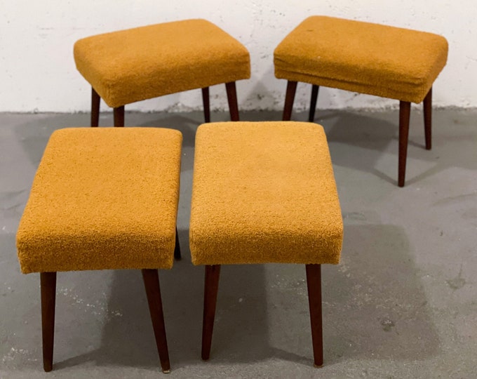 1of4 Mustard Yellow Mid Century Modern Foot Stool / Yugoslavia