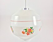 Mid Century Modern Pendant Lamp Vintage Opaline Pendant Light Art Deco Pendant Light Flower Ornament 50s Yugoslavia