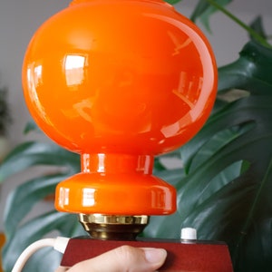 Pair of Large Orange Vintage Space Age Table Lamps / Vintage Mushroom Lamp / Mid Century Lamp / Vintage Desk Lamp / Vintage Bedside Light image 6
