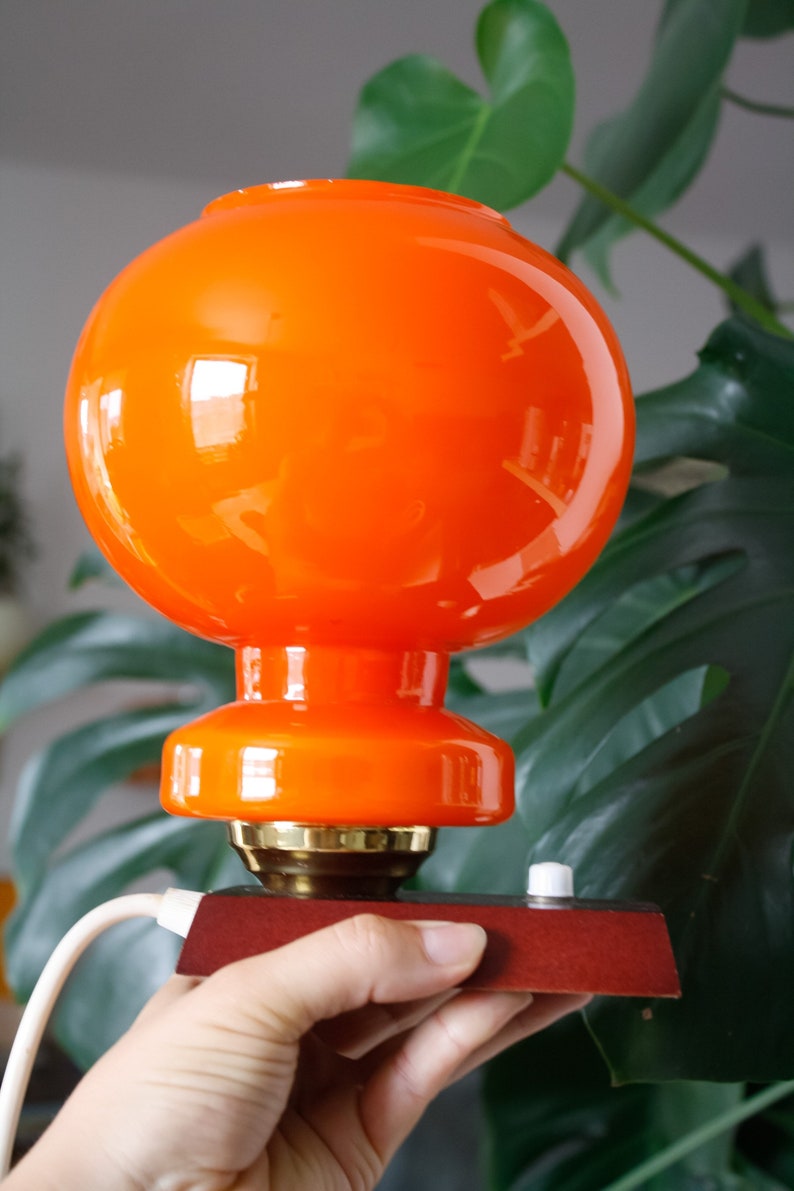 Pair of Large Orange Vintage Space Age Table Lamps / Vintage Mushroom Lamp / Mid Century Lamp / Vintage Desk Lamp / Vintage Bedside Light image 6