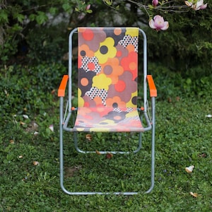 Vintage 70er Jahre Blumen Klapp Stuhl - Jugoslawien Retro Garten Camping