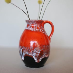 Vintage Jasba Vase West Germany / Red Lava Glaze Fat Lava Pottery / Mid Century Modern Ceramic Vase / West German Pottery / Jasba