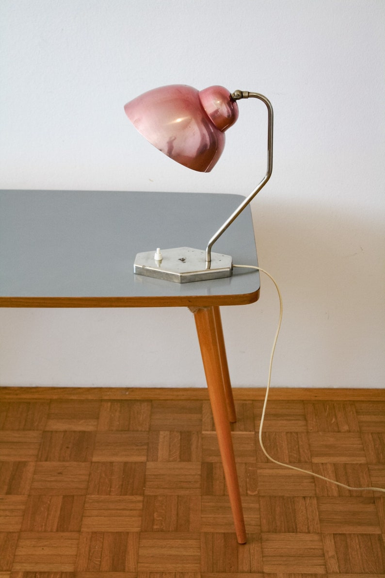 Mid Century Modern Desk Lamp / Vintage Desk Lamp Made in Yugoslavia / Vintage Table Lamp / Mid-Century Pink Table Lamp by Inkop 60s image 1