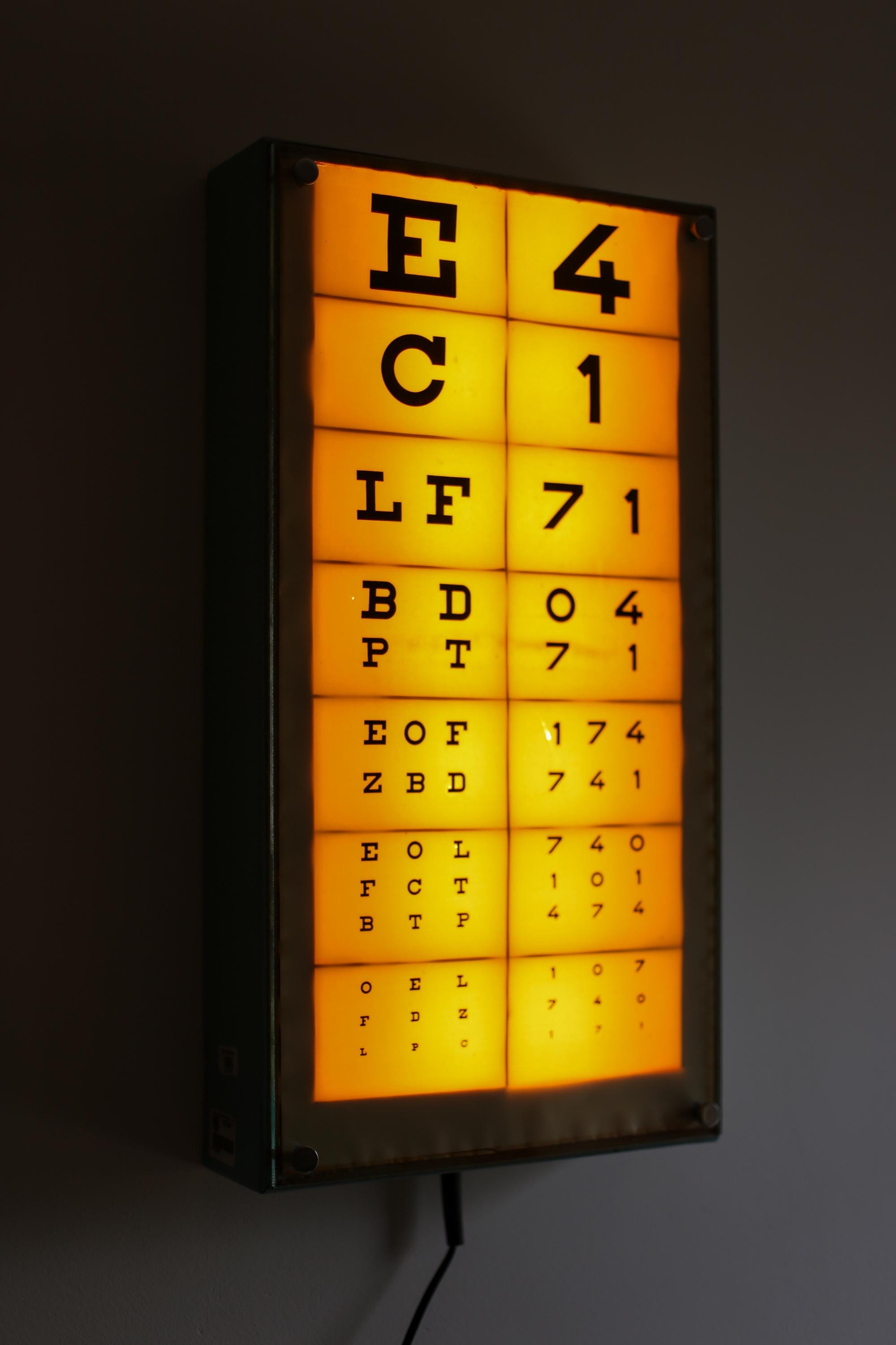Large Vintage Illuminated Eye Chart – 1970s Yugoslavia | Medical Light ...