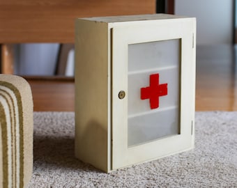 Vintage Wooden Medicine Cabinet: 1970s Yugoslav First Aid Locker
