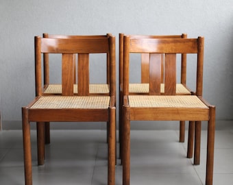 Vintage Stol Kamnik Rattan Chair Set, Scandinavian MCM Design